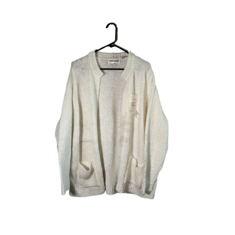 Silvercord Cardigan Sweater Womens 20W Beige Acrylic Tight Knit Open Front